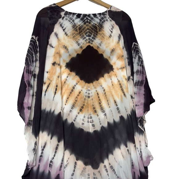 Young Fabulous & Broke Boho Tie-Dye Kaftan in Eggplant Morocco Wash Small/medium - Picture 7 of 14